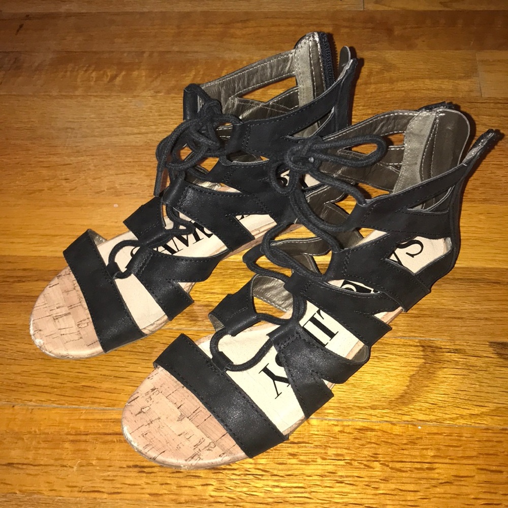 Black Lace Sandals